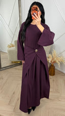 Abaya Maxi Jurk met Overslagdetail en Gouden Broche