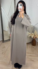 Abaya Maxi Jurk met Rechte Snit en V-Inkeping