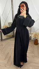 Abaya Maxi Jurk met Strass Hals en Tailleceintuur
