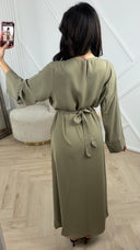 Abaya Maxi Jurk met Strass Hals en Tailleceintuur