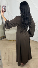 Abaya Maxi Jurk met Wijde Mouwen en Rechte Snit