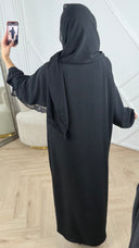 Abaya met aangehechte Khimar en kanten details