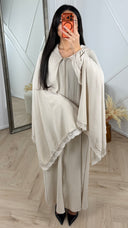 Abaya met aangehechte Khimar en kanten details