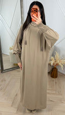 Abaya met dubbele capuchon en smokmouwen