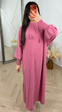 Abaya met dubbele capuchon en smokmouwen