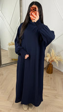 Abaya met dubbele capuchon en smokmouwen