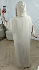 Abaya met dubbele capuchon en smokmouwen