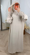 Abaya met dubbele capuchon en smokmouwen