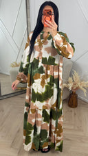Abstract Print Maxi Jurk met Knoopsluiting 5607