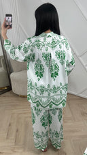 Barok Print Tweedelige Set met Wijde Broek 1263