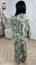 Barok Print Tweedelige Set met Wijde Broek 1268