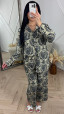 Barok Print Tweedelige Set met Wijde Broek 1268