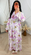 Bloemenprint Maxi Jurk met Kraag en Knopen 5703
