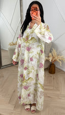 Bloemenprint Maxi Jurk met Kraag en Knopen 5703