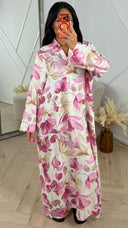 Bloemenprint Maxi Jurk met Kraag en Knopen MT5705