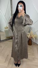 Blouse Maxi Jurk met Kraag en Taillelint