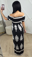 Bohemian Maxi Jurk met Smokdetail B255