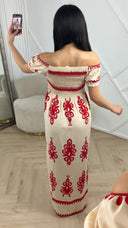 Bohemian Maxi Jurk met Smokdetail B255