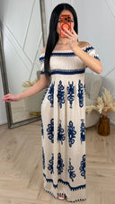 Bohemian Maxi Jurk met Smokdetail B255
