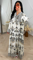 Bohemian Print Maxi Jurk met Wijde Mouwen 001