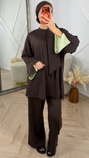 Burkini Set met Contrastdetails en Ronde Hals