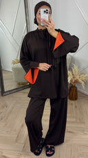 Burkini Set met Contrastdetails en Sportieve Halssluiting