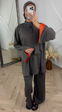 Burkini Set met Contrastdetails en Sportieve Halssluiting