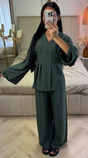2-Delige Set met Tailleplooien en Wijde Broek – Viscoseblend