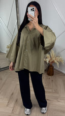 Oversized Blouse met Wijde Mouwen en Borstzak