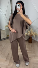 2-Piece Set met Asymmetrische Top en Rechte Broek