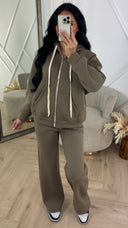 Comfy Cotton Zip Hoodie Set met Wijde Broek