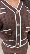 Contrast Knit Two-Piece Set met Gouden Knopen