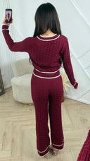 Contrast Knit Two-Piece Set met Gouden Knopen