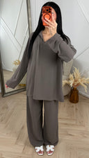 Crinkle Set met Oversized Blouse en Wijde Broek