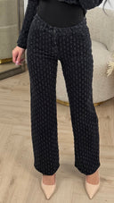 Wide Leg Denim Broek met Subtiel Structuurdessin – H655-5