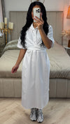 Cross Tie Belt Blouse Dress