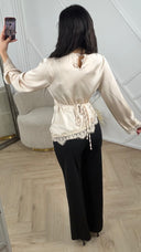 Satijnen Top met Kantafwerking