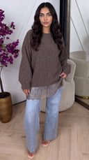 Oversized Trui met Kanten Detail
