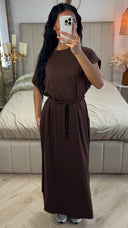 Double Split Dress Braided Belt Detail