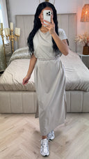 Double Split Dress Braided Belt Detail