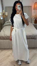 Double Split Dress Braided Belt Detail