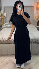 Double Split Dress Braided Belt Detail