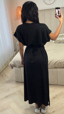 Double Split Dress Braided Belt Detail