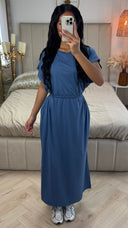 Double Split Dress Braided Belt Detail