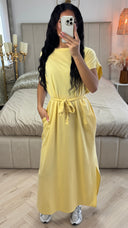 Double Split Dress Braided Belt Detail