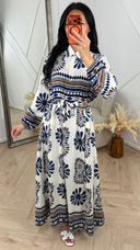 Bohemian Print Maxi Jurk met Ceintuur 5103