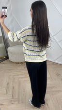 Crochet Top met Strepen en Korte Mouwen