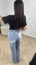 Straight Leg Jeans met Destroyed Details en Statement Achterzak HM1576-2