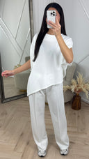 2-Piece Set met Asymmetrische Top en Rechte Broek