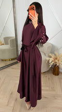 Elegante Abaya met Parel Details en Ceintuur